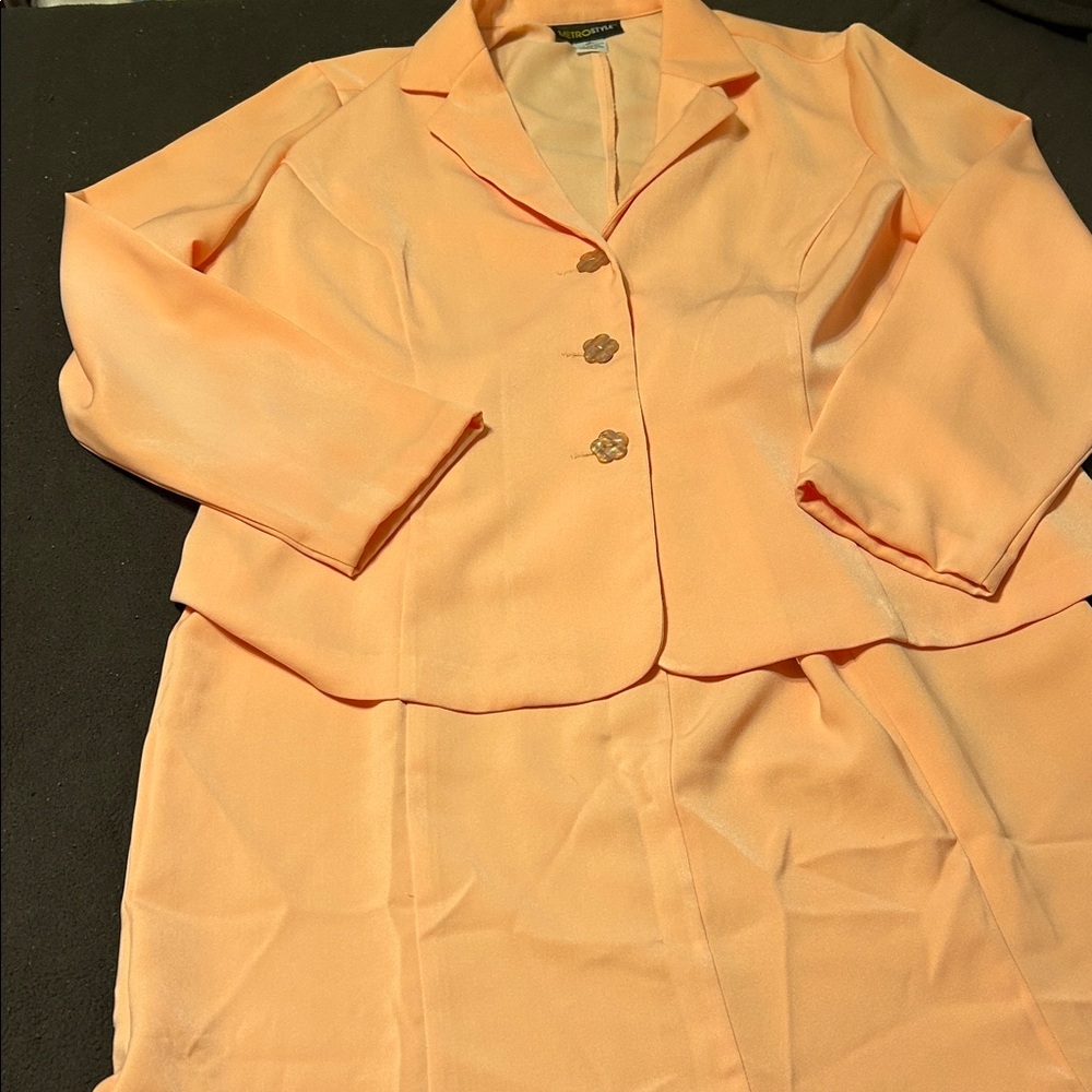 Together Peach Blazer and Skirt Set